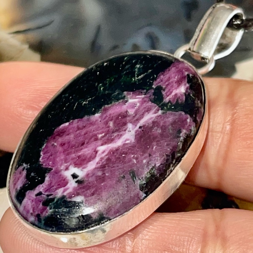 Anyolite Ruby Red Zoisite Pendant 2”